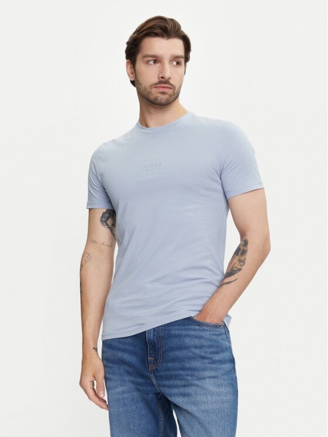 Guess T-Shirt M2YI72 I3Z14 Błękitny Slim Fit