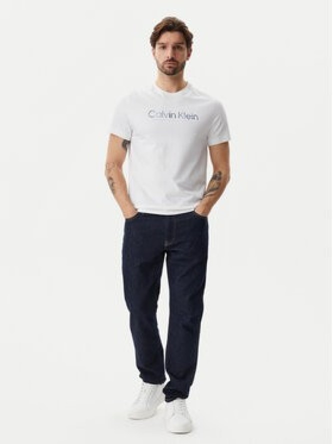 Calvin Klein T-Shirt Satin Bonded Logo K10K114162 Biały Regular Fit