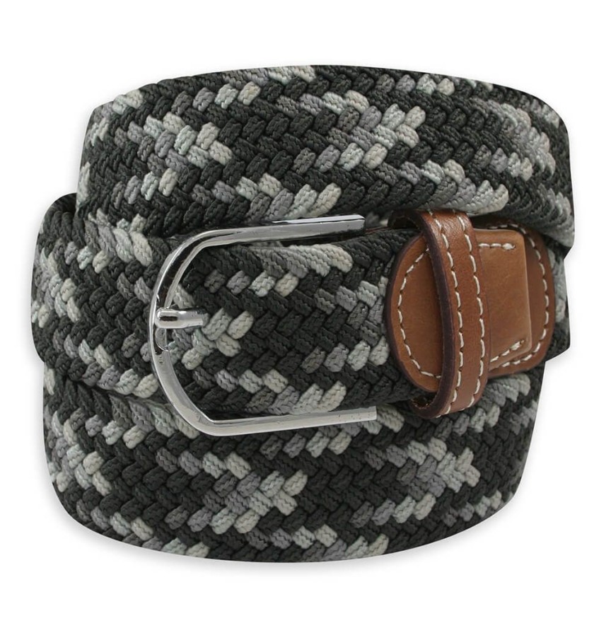 Pasek Elastyczny, Popielato-Szary, Pleciony, do Spodni, Casualowy, Parciany -ALTIES