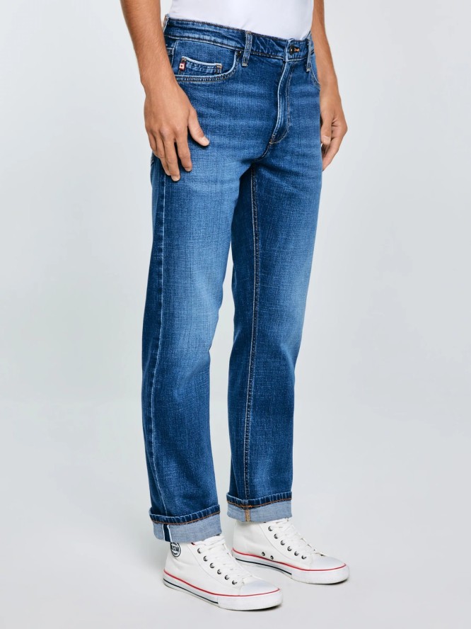 Jeansy męskie z prostą nogawką niebieskie Colt 480