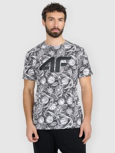 4F T-shirt regular z nadrukiem męski - czarny L