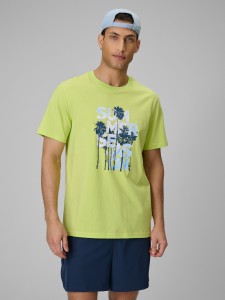 4F T-shirt regular z nadrukiem męski - zielony XL