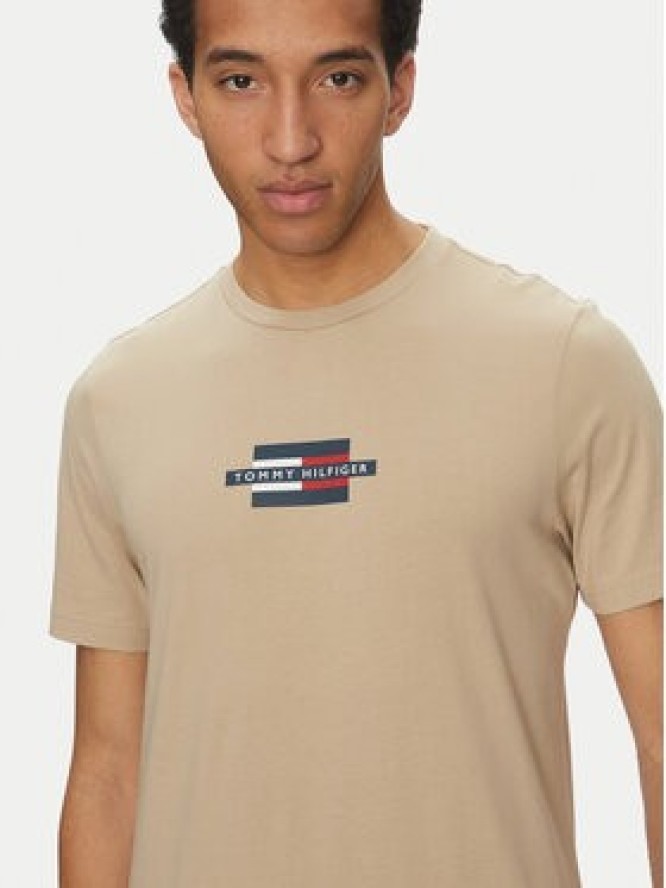 Tommy Hilfiger T-Shirt Flag Box MW0MW38636 Beżowy Regular Fit