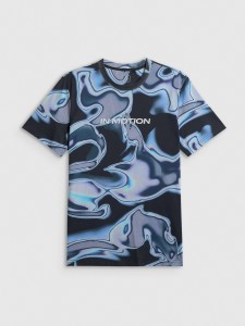 4F T-shirt regular z nadrukiem męski - granatowa M