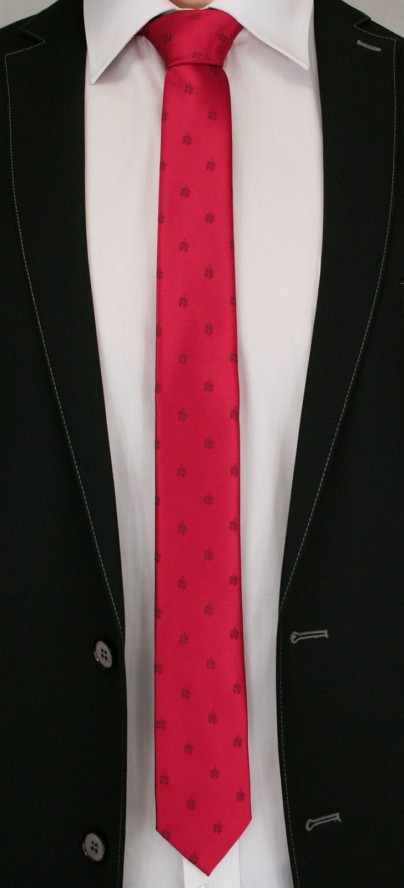Krawat Męski, Czerwony w Koniczynę - Angelo di Monti
