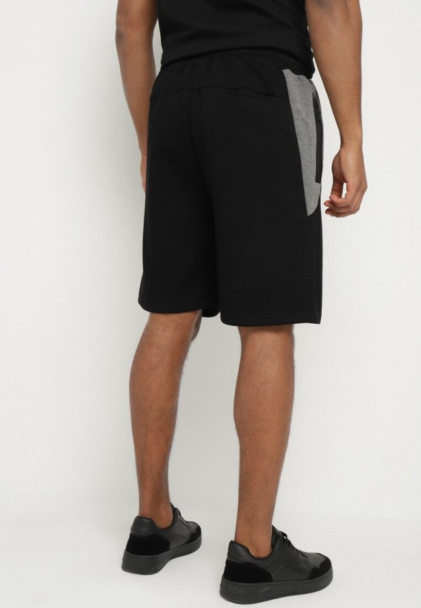 Czarne Szorty Dresowe z Bawełną i Sznurkami Naprelia