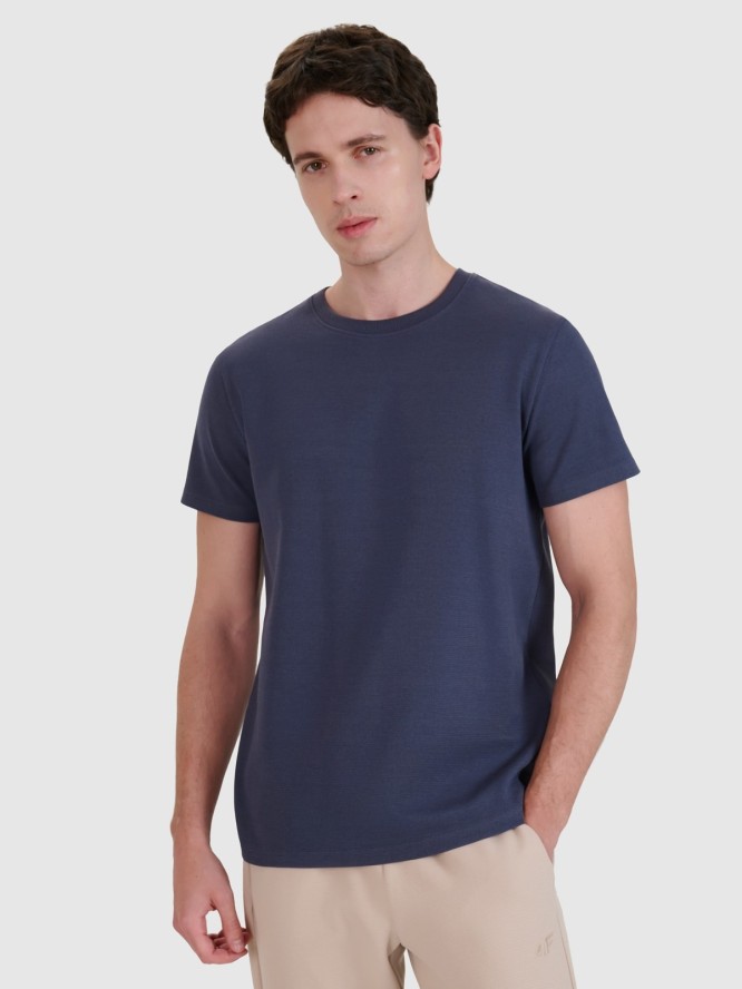 4F T-shirt regular ze strukturalnej dzianiny męski - szary XXL