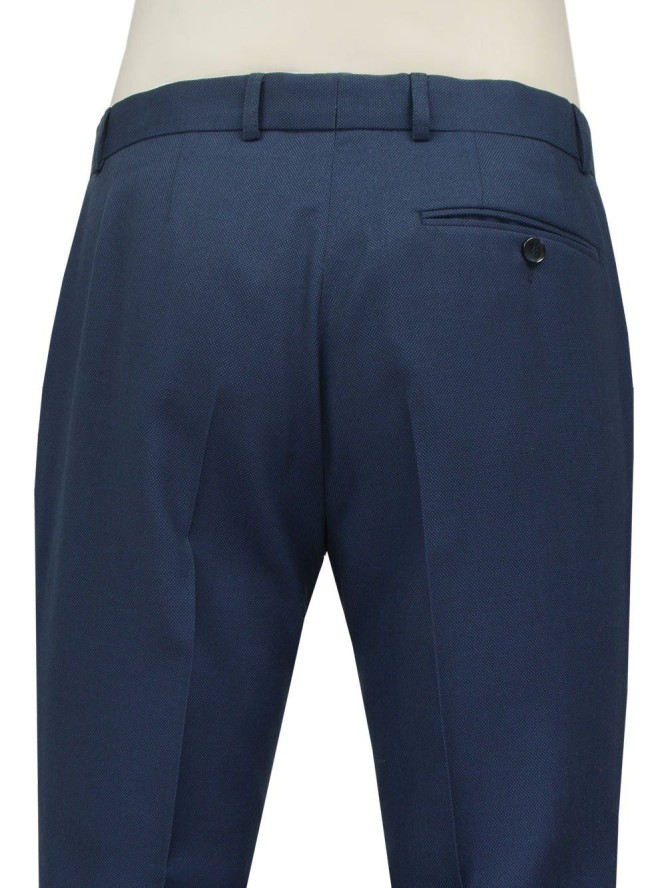 Męskie, Eleganckie Spodnie Wełniane - MEN'SFIELD - Granatowe