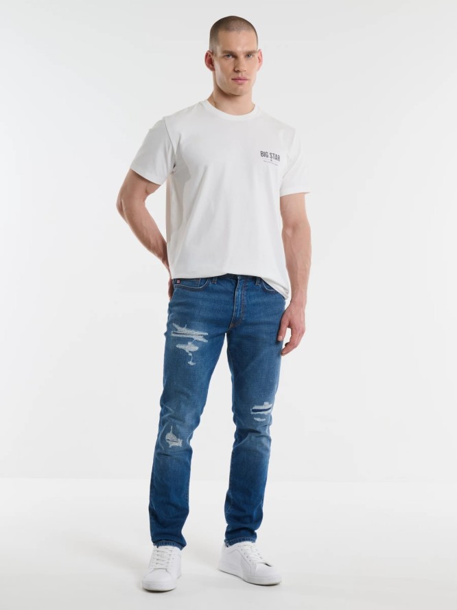 Jeansy męskie z przetarciami niebieskie Terry Carrot 419