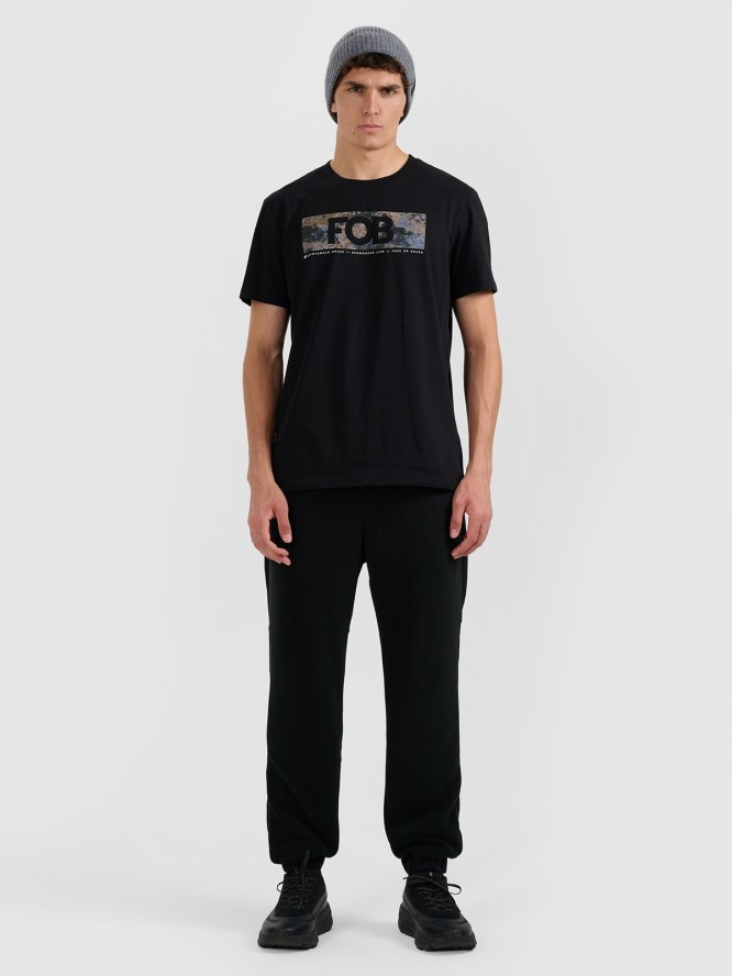 4F T-shirt regular z nadrukiem męski - czarny XXL