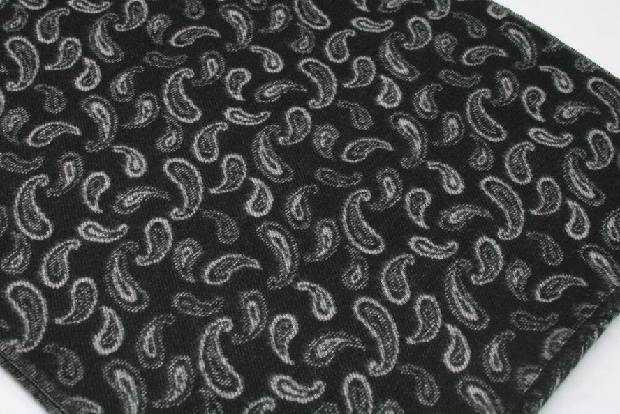Szalik Czarno-Szary, Miękki, Wzór Paisley, Łezki, Nerki, Firmy V.Fraas -Cashmink- Elegancki, Męski