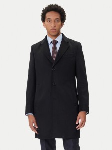 BOSS Płaszcz wełniany Hyde 50549187 Czarny Slim Fit