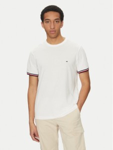 Tommy Hilfiger T-Shirt Global Stripe MW0MW38630 Biały Regular Fit