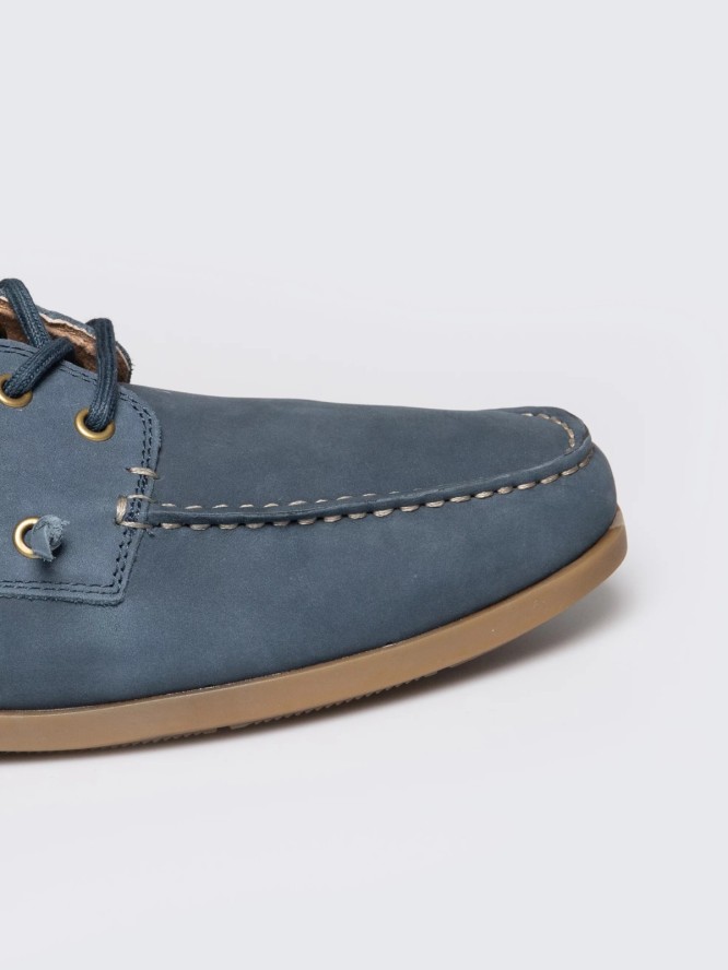 Mokasyny męskie ze skóry naturalnej granatowe RR174163 403