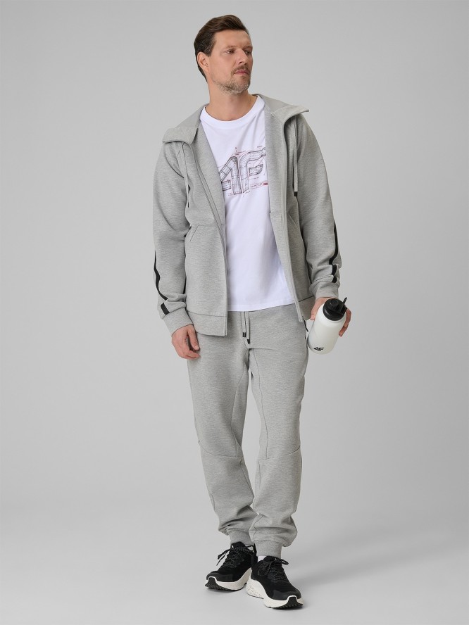 4F Bluza dresowa regular z kapturem męska - szara M