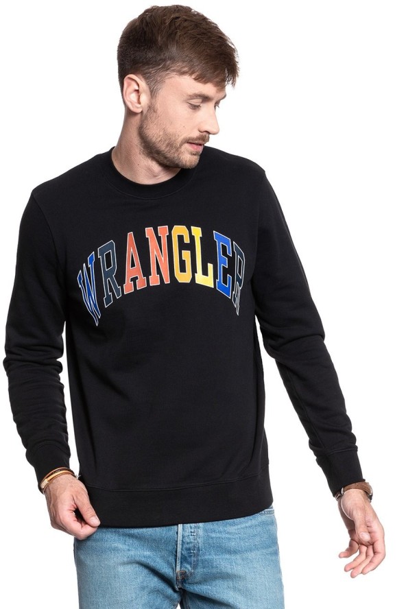 MĘSKA BLUZA WRANGLER LOGO SWEAT BLACK W6B6HY100 112130691