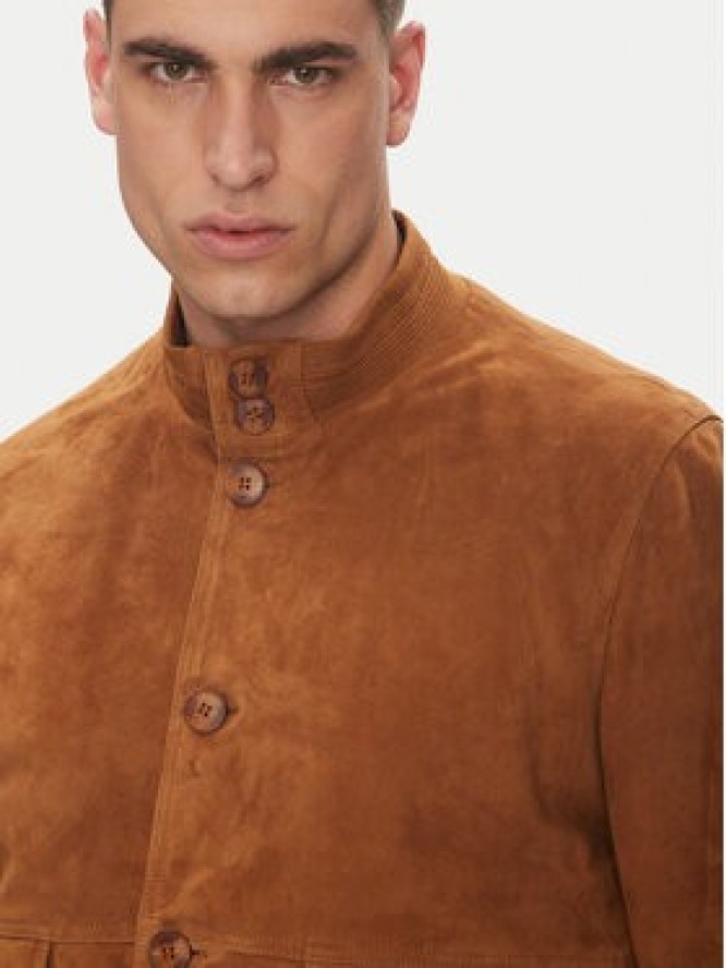 Serge Pariente Kurtka skórzana Starter Vs Brązowy Regular Fit