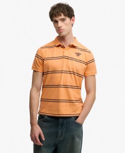 superdry Koszulka Polo Vintage w Paski z Jerseyu – Orange Stripe