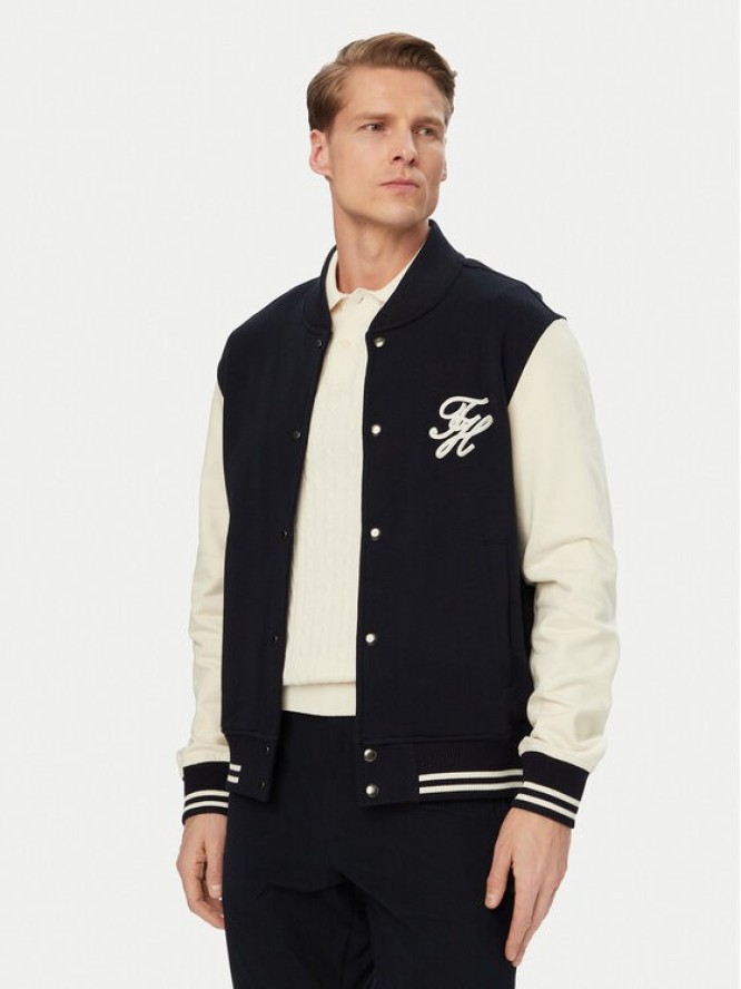 Tommy Hilfiger Bluza Colour-Blocked Terry MW0MW43091 Granatowy Regular Fit