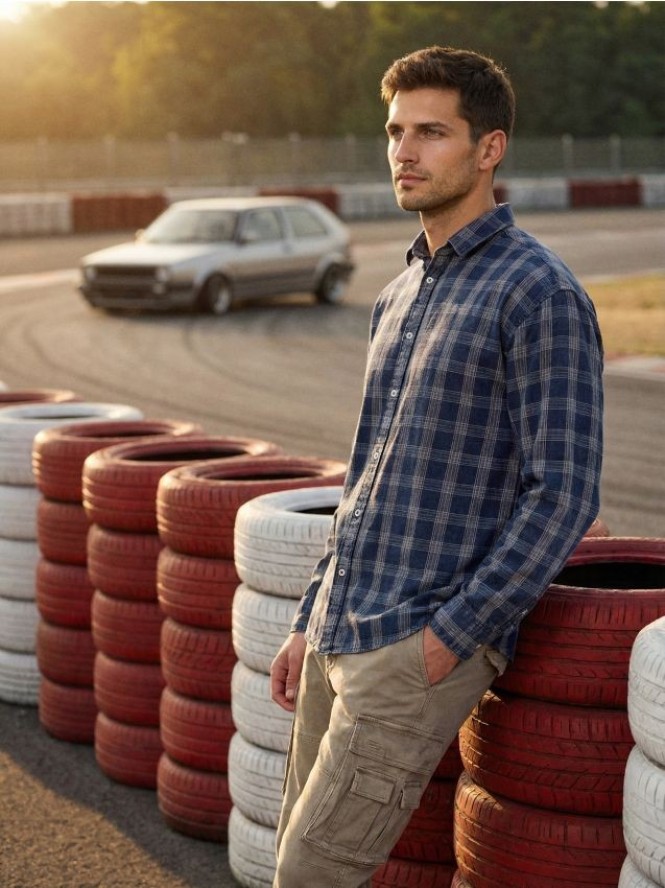 Bawełniana koszula w kratę - szary