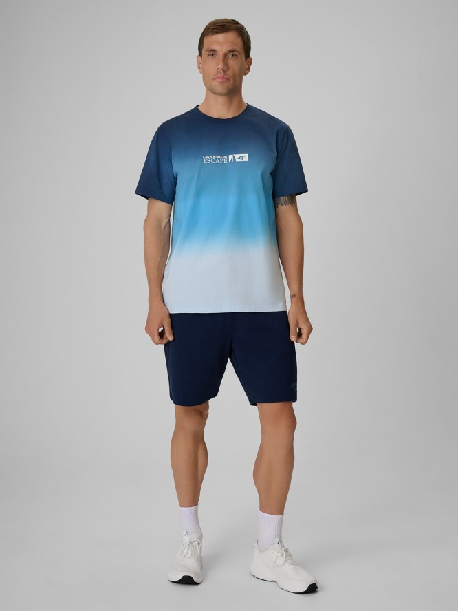 4F T-shirt regular z nadrukiem męski - granatowy S