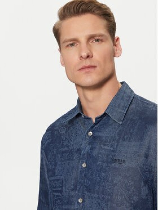 Guess Koszula M5RH22 WFKE0 Granatowy Regular Fit