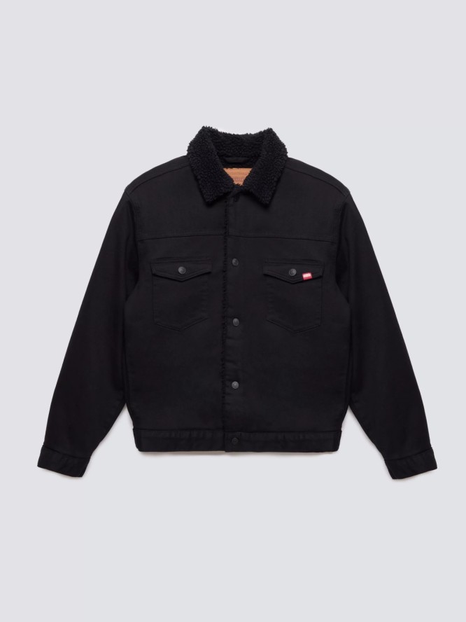 Kurtka męska jeansowa z futerkiem czarna Denver 915