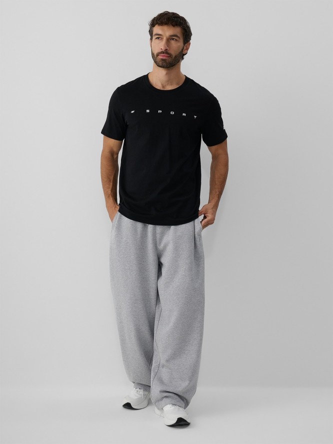 4F T-shirt regular z nadrukiem męski - czarny XXL