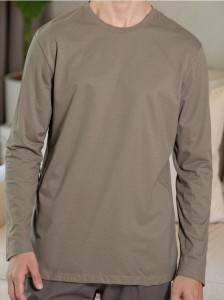 Bawełniana koszulka z długimi rękawami - brązowy