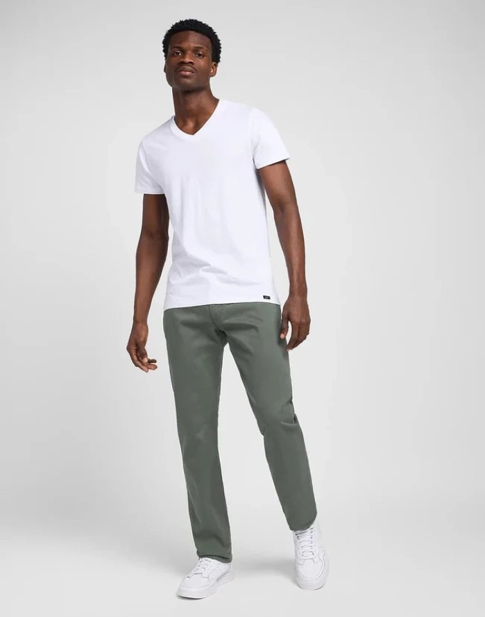 MESKIE SPODNIE MATERIALOWE LEE STRAIGHT FIT MVP OLIVE GROVE 112349250