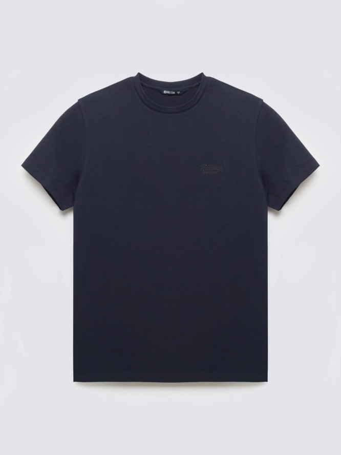 Koszulka męska z haftem na piersi granatowa Serer 403