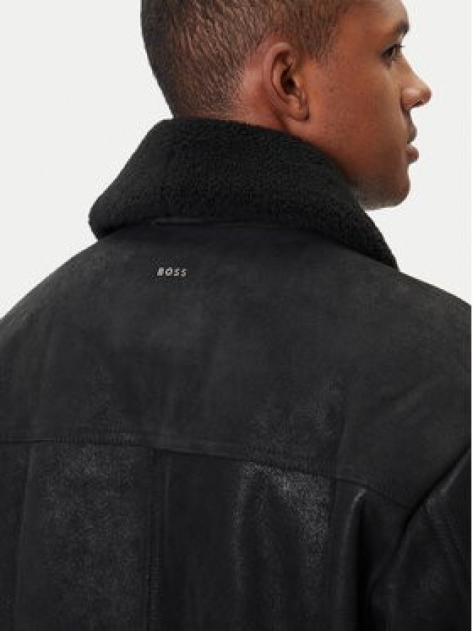 BOSS Kurtka skórzana Jonier 50547567 Czarny Relaxed Fit