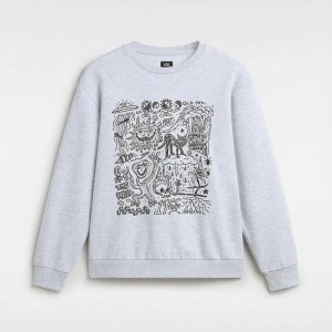 Bluza polarowa VANS SKOOL DOODLE FT RELAXED CREW Szary