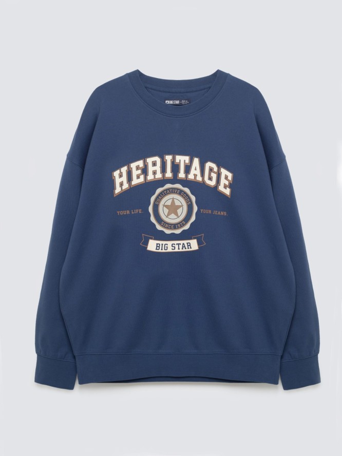 Bluza męska oversize z nadrukiem niebieska Leonar 402