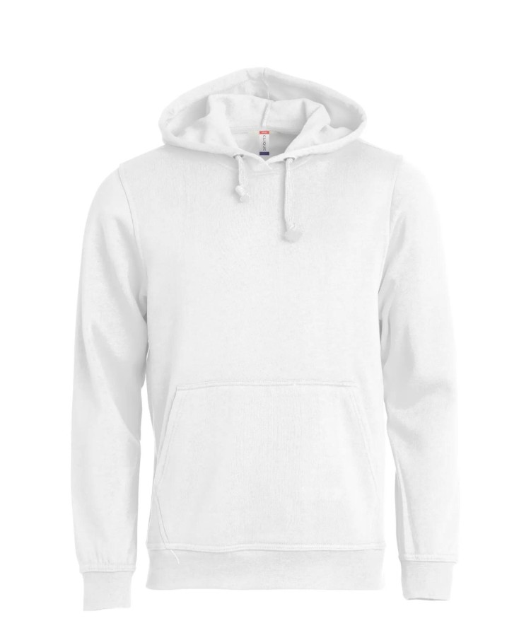 clique Basic Hoody bluza z kapturem unisex biała, materiał anty-pilling – white