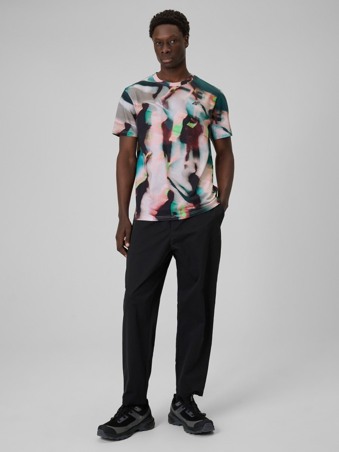 4F T-shirt regular z nadrukiem męski - multikolor M