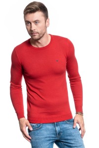 MĘSKI SWETER WRANGLER CREW KNIT RED W85674Q47 112132255