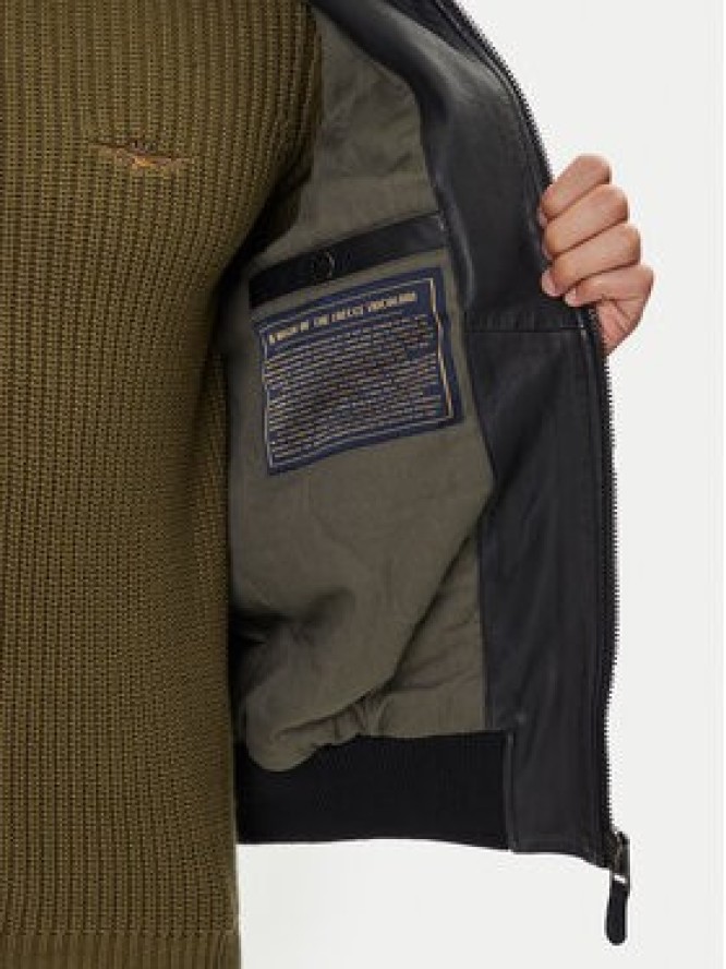 Aeronautica Militare Kurtka skórzana 252PN0959UPL00303 Czarny Regular Fit
