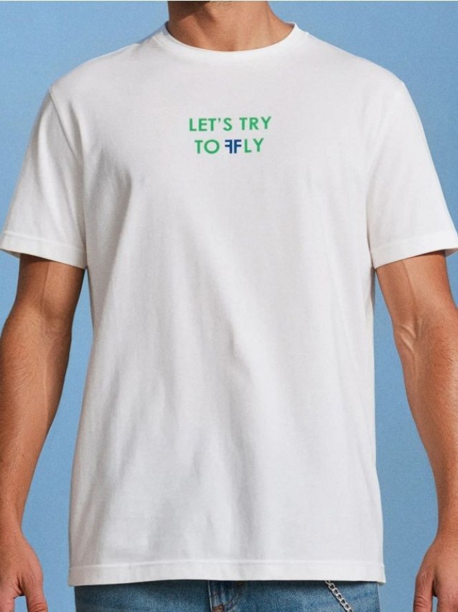 Koszulka z motylowym nadrukiem na plecach - kremowy