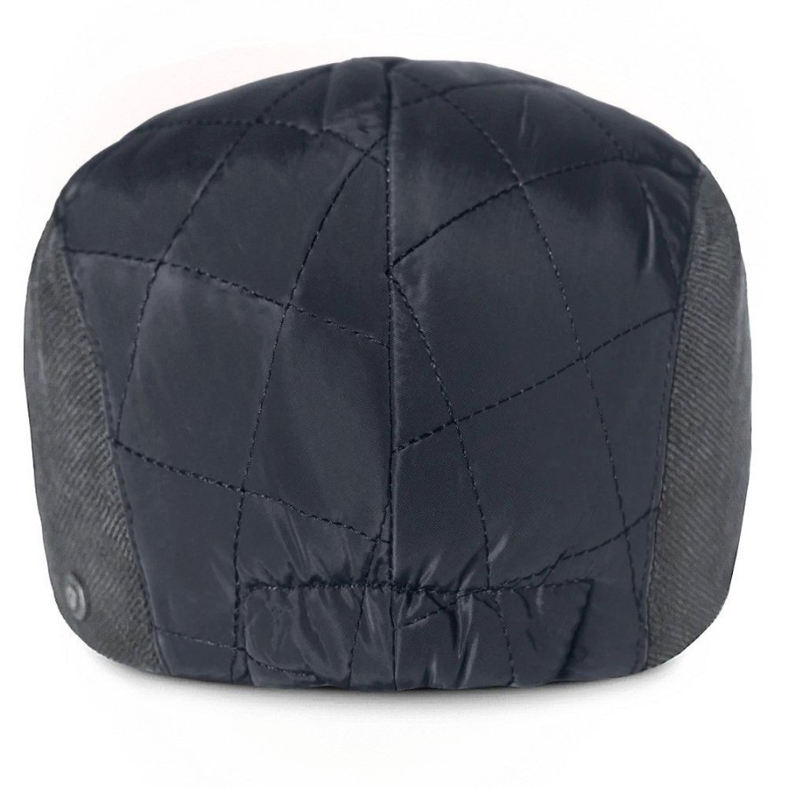 Jesienno Zimowy Kaszkiet Męski - Pikowanie - Pako Jeans - Granat i Grafit