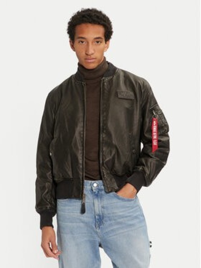 Alpha Industries Kurtka z imitacji skóry 123106 Czarny Regular Fit