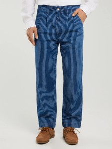 Jeansy męskie loose w prążek granatowe Temir 540