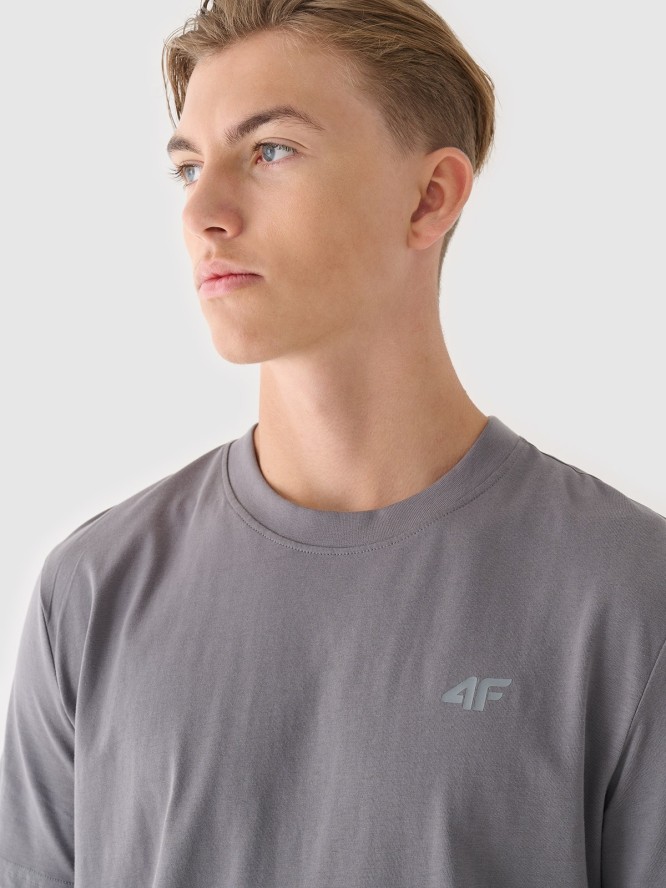 4F T-shirt regular gładki męski - szary S