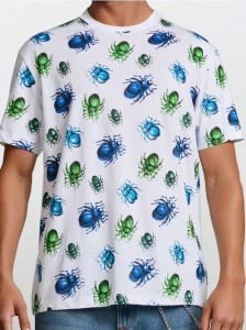 Koszulka comfort fit z nadrukiem allover w owady - biały