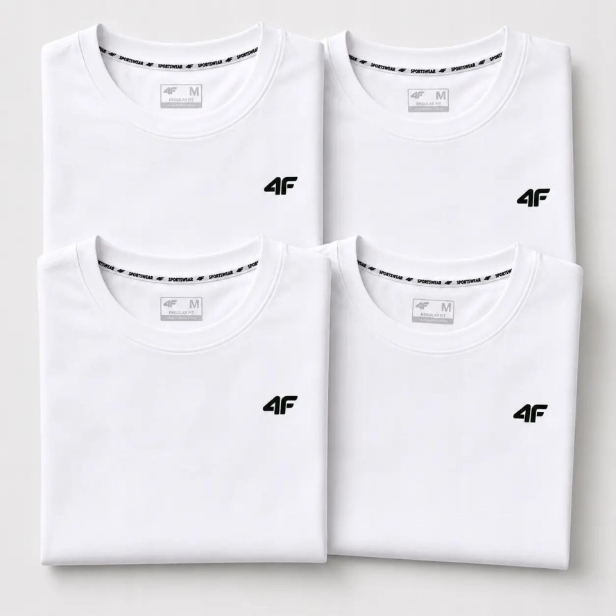 KOMPLET KOSZULEK MĘSKICH 4F ZESTAW 4 SZTUKI T-SHIRT 3XL TTSHM3341 BIAŁY