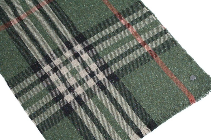 Męski Szalik z Wełną i Jedwabiem - V. Fraas - Zielona Krata