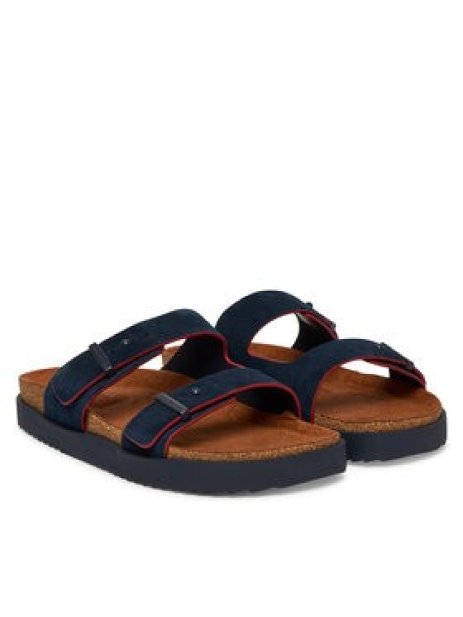 Tommy Hilfiger Klapki Cork Adjustable Suede Sandal FM0FM05869 Granatowy