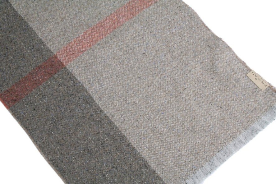 Męski Szalik z Wełną i Jedwabiem - V. Fraas - Odcienie Beżu, Melanż