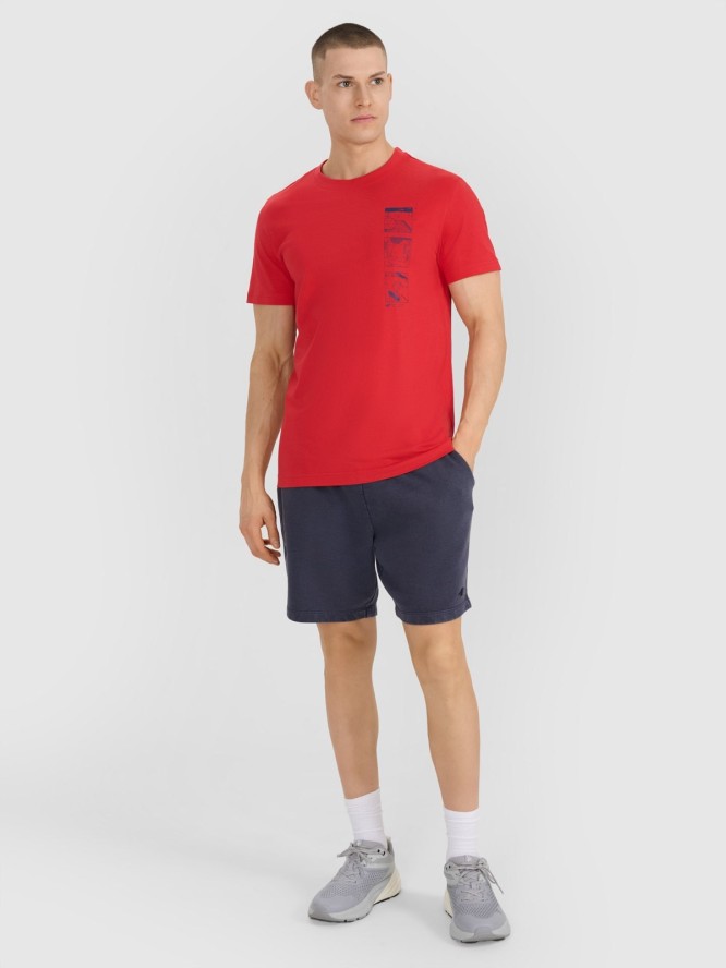 4F T-shirt regular z nadrukiem męski - czerwony S