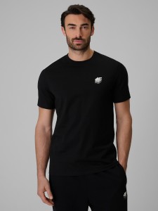 4F T-shirt regular gładki męski - czarny M